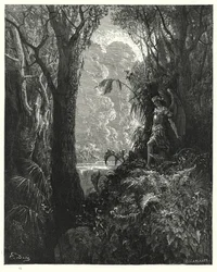 Illustratie van Gustave Doré voor Miltons Paradise Lost, Boek IV, regel 247